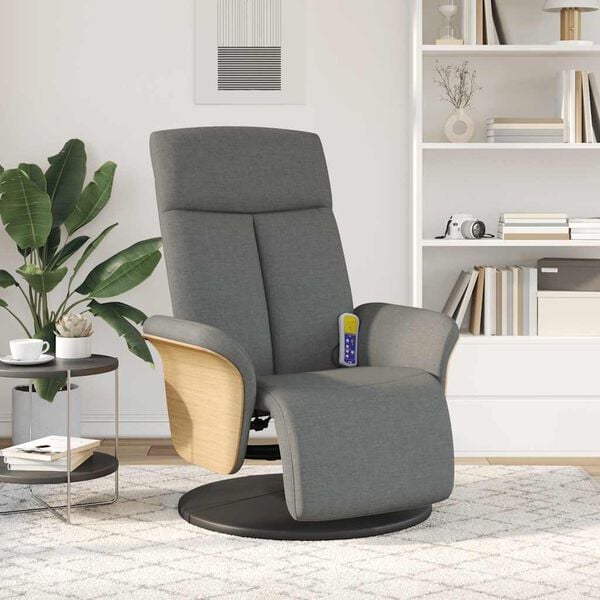 vidaXL Massage Recliner Chair with Footrest Dark Grey Fabric