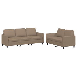 vidaXL 2 Piece Sofa Set with Cushions Cappuccino Faux Leather