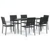 vidaXL 7 Piece Garden Dining Set Poly Rattan and Steel