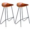 vidaXL Bar Chairs 2 pcs Black and Brown Real Leather