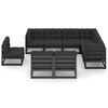 vidaXL 9 Piece Garden Lounge Set with Cushions Black Solid Pinewood