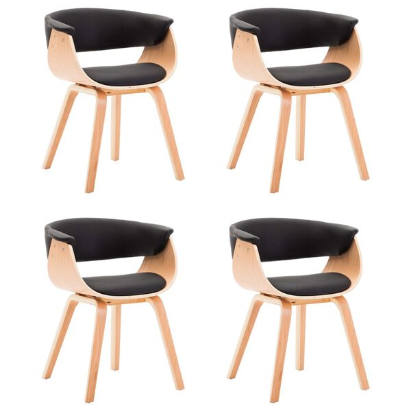 vidaXL Dining Chairs 4 pcs Black Bent Wood and Faux Leather