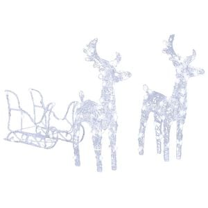 vidaXL Reindeers & Sleigh Christmas Decoration 160 LEDs 130 cm Acrylic