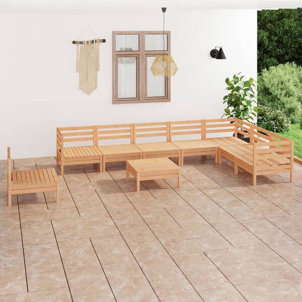 vidaXL 9 Piece Garden Lounge Set Solid Wood Pine