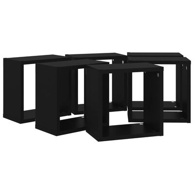 vidaXL Wall Cube Shelves 6 pcs Black 26x15x26 cm