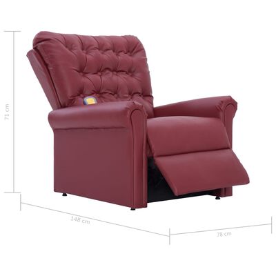 vidaXL Massage Recliner Chair Wine Red Faux Leather