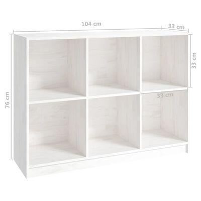 vidaXL Book Cabinet White 104x33x76 cm Solid Pinewood