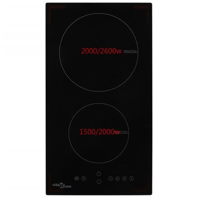 vidaXL Induction Hob with 2 Burners Touch Control Glass 3500 W