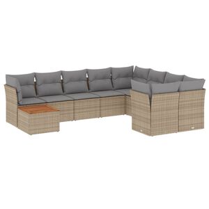 vidaXL 10 Piece Garden Sofa Set with Cushions Mix Beige Poly Rattan
