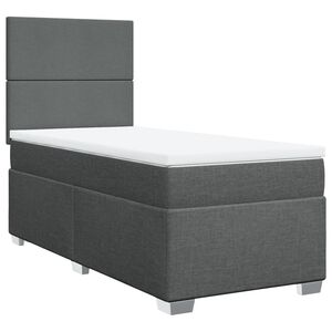 vidaXL Box Spring Bed with Mattress Dark Grey King Single Fabric