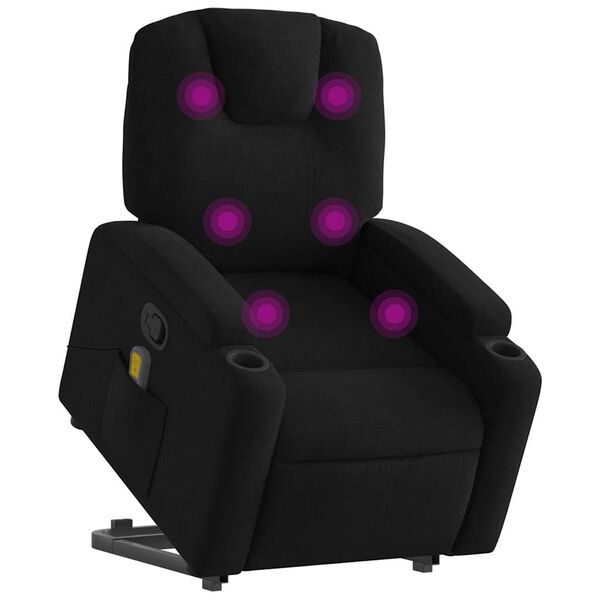 vidaXL Stand up Massage Recliner Chair Black Fabric