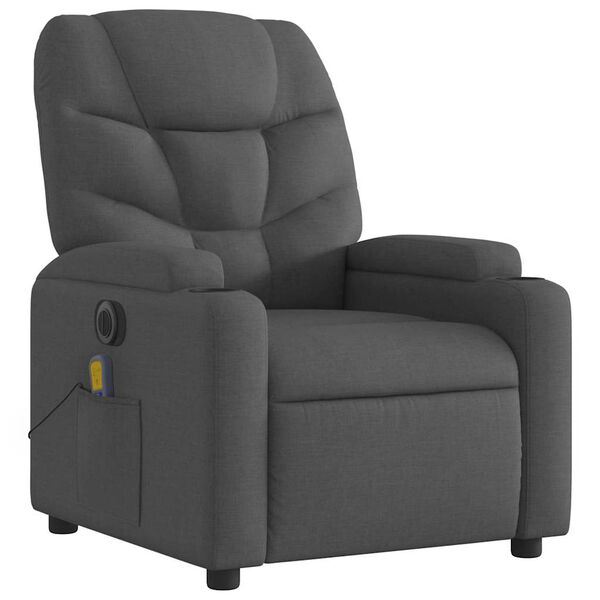 vidaXL Electric Massage Recliner Chair Dark Grey Fabric