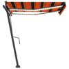vidaXL Manual Retractable Awning with LED 300x250 cm Orange and Brown
