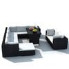 vidaXL 10 Piece Garden Lounge Set with Cushions Poly Rattan Black