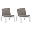 vidaXL Garden Lounge Chairs with Cushions 2 pcs Plastic White
