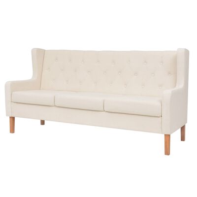 vidaXL 3-Seater Sofa Fabric Cream White