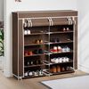vidaXL Fabric Shoe Cabinet with Cover 115 x 28 x 110 cm Brown