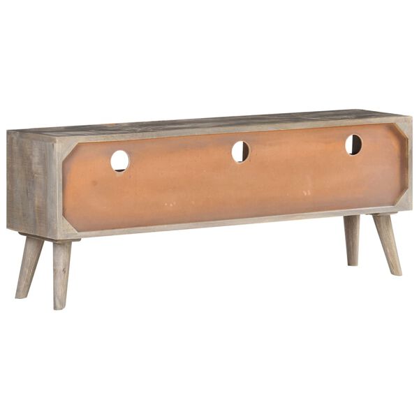 vidaXL TV Cabinet Grey 130x35x51 cm Solid Rough Mango Wood