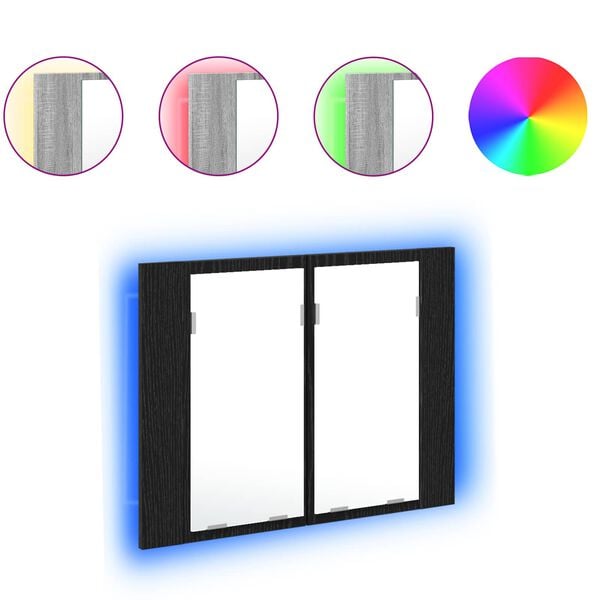 vidaXL Bathroom Mirror Cabinet with Shelf Black Oak 60 x 12 x 45 cm