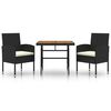 vidaXL 3 Piece Outdoor Dining Set Poly Rattan Black