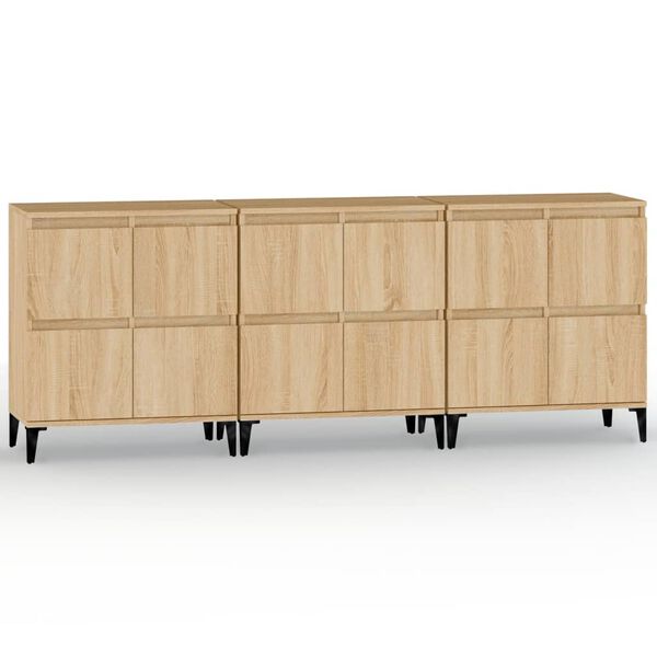 vidaXL Sideboards 3 pcs Sonoma Oak 60x35x70 cm Engineered Wood