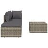 vidaXL 4 Piece Garden Lounge Set with Cushions Grey Poly Rattan