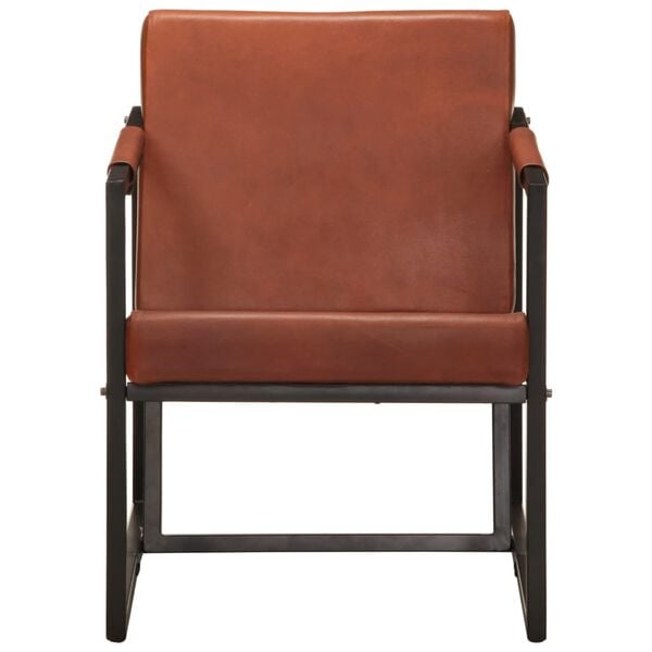 vidaXL Armchair Brown Real Leather