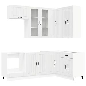 vidaXL Kitchen Unit LUCCA 8 pcs High Gloss White Engineered Wood