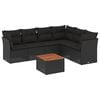 vidaXL 7 Piece Garden Sofa Set with Cushions Black Poly Rattan