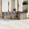 vidaXL 10 Piece Garden Sofa Set with Cushions Mix Beige Poly Rattan