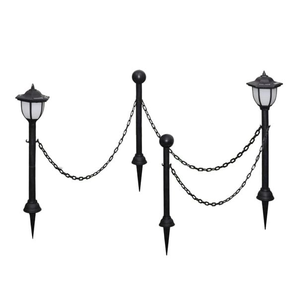 vidaXL Solar Lights 4 pcs with Chain Fence and Poles