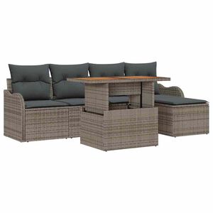 vidaXL Garden Sofa Set with Cushion 6 pcs Grey Poly Rattan