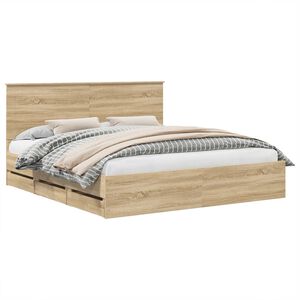 vidaXL Bed Frame with Drawer Sonoma Oak 180 x 200 cm Engineer Wood