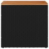 vidaXL Garden Side Table with Wooden Top Black 58x27.5x55 cm Poly Rattan