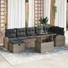 vidaXL Garden Sofa Set with Cushion 8 pcs Grey Poly rattan