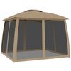 vidaXL Gazebo with Double Roof and Mesh Walls Taupe 2.93x2.93 m Steel