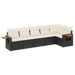 vidaXL 6 Piece Garden Sofa Set with Cushions Black Poly Rattan