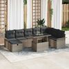 vidaXL Garden Sofa Set with Cushion 9 pcs Grey Poly rattan
