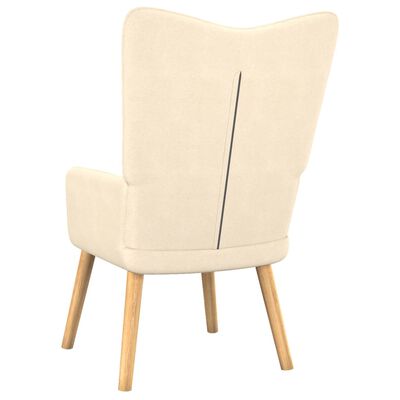 vidaXL Relaxing Chair with a Stool Cream Fabric