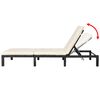 vidaXL Sun Lounger with Cushion Poly Rattan Black
