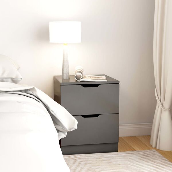 vidaXL Bedside Cabinet Grey 40x40x50 cm Engineered Wood