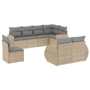 vidaXL 8 Piece Garden Sofa Set with Cushions Beige Poly Rattan