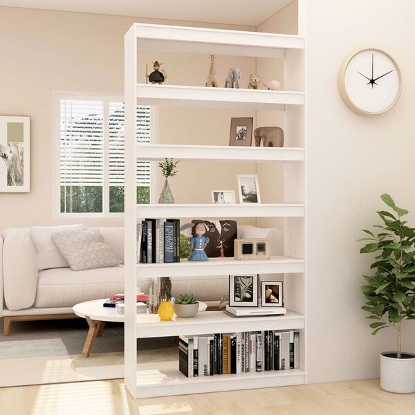 vidaXL Book Cabinet/Room Divider White 100x30x200 cm Solid Pinewood