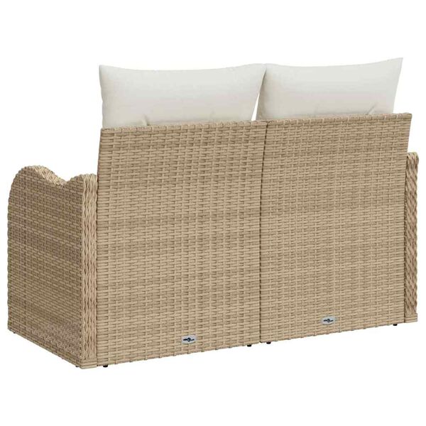 vidaXL Garden Sofa Beige 121 x 62 x 69cm Poly Rattan