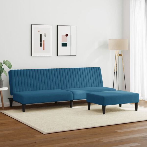 vidaXL 2 Piece Sofa Set Blue Velvet