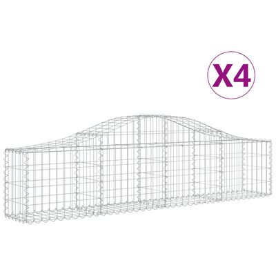 vidaXL Arched Gabion Baskets 4 pcs 200x30x40/60 cm Galvanised Iron
