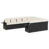 vidaXL 10 Piece Garden Sofa Set with Cushions Black Poly Rattan