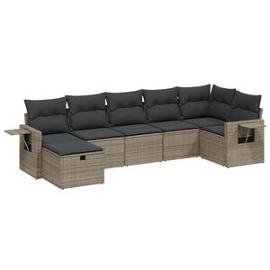 vidaXL 7 Piece Garden Sofa Set with Cushions Grey Poly Rattan
