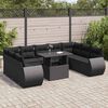 vidaXL 10 Piece Garden Sofa Set with Cushions Black Poly Rattan