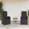 vidaXL 3 Piece Bistro Set with Cushions Black Poly Rattan